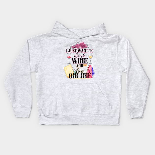 Funny Drink Wine Shop Online Shopping Grapes Alcohol Kids Hoodie by porcodiseno